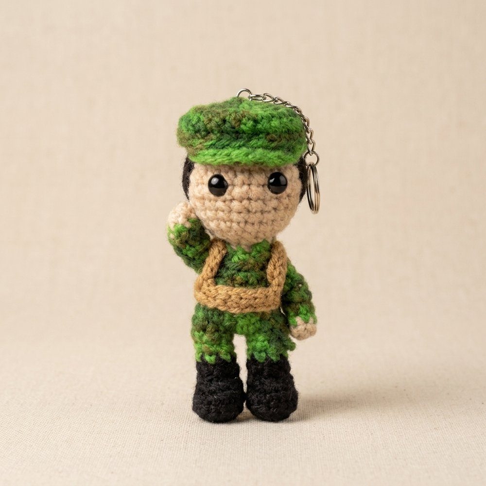 Chaveiro Amigurumi Soldadinho Militar
